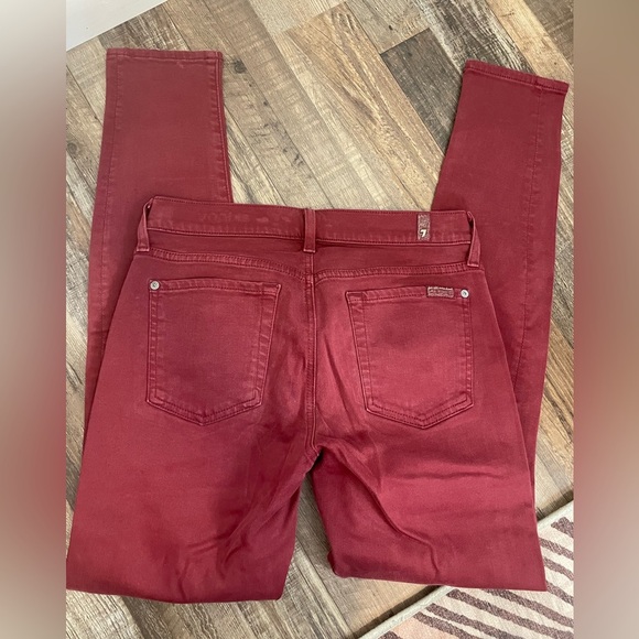 7 For All Mankind Women's Burgundy Skinny Jeans - Picture 4 of 4